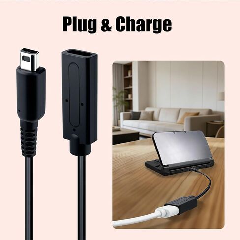 محول شحن USB-C إلى 3DS | محول منفذ شحن USB من النوع C أنثى إلى نينتندو 3DS/2DS XL 3DS/2DS XL 3DS 2DS DSi XL | متوافق مع PD، تيار ثابت 5 فولت/1 أمبير - أسود - 18.5 سم in Saudi Arabia