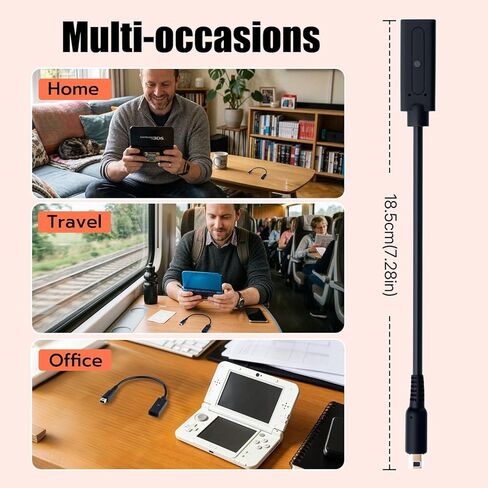 محول شحن USB-C إلى 3DS | محول منفذ شحن USB من النوع C أنثى إلى نينتندو 3DS/2DS XL 3DS/2DS XL 3DS 2DS DSi XL | متوافق مع PD، تيار ثابت 5 فولت/1 أمبير - أسود - 18.5 سم in Saudi Arabia