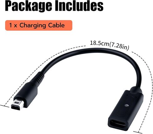 محول شحن USB-C إلى 3DS | محول منفذ شحن USB من النوع C أنثى إلى نينتندو 3DS/2DS XL 3DS/2DS XL 3DS 2DS DSi XL | متوافق مع PD، تيار ثابت 5 فولت/1 أمبير - أسود - 18.5 سم in Saudi Arabia