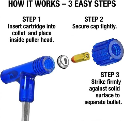 AmeriGunClub Impact Case Bullet Puller Easy Impact Inertia-Style Disassembly Tool for Handloading Fits Multiple Case Sizes with 3 Collets Polymer Construction in Saudi Arabia