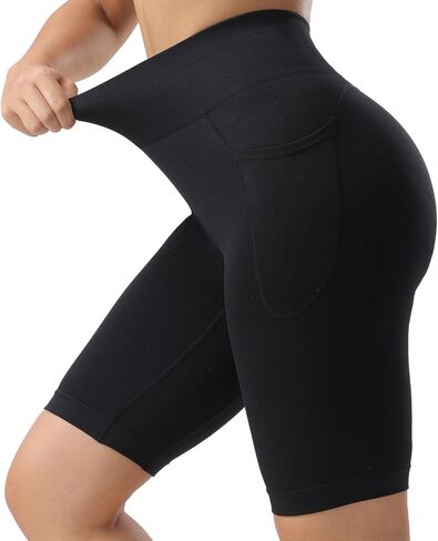 Biker Shorts Women High Waisted Tummy Control Workout Shorts with 2 Pockets for Gym Running Yoga Pilates in Saudi Arabia