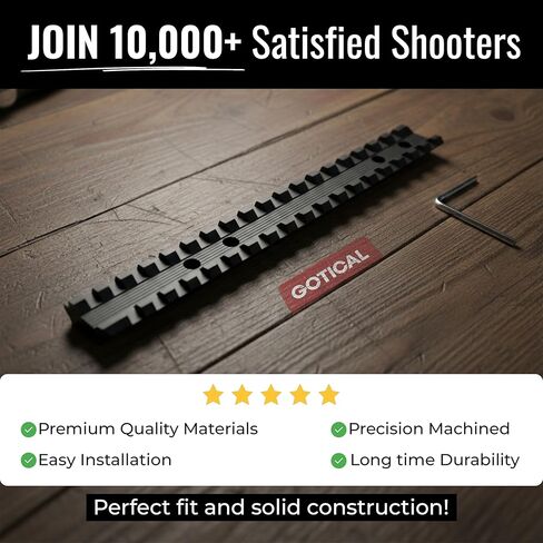 Gotical 18 فتحة 7.45 بوصة الطول الإجمالي Tikka T3/T3x Picatinny قاعدة السكك الحديدية، 6061 T6 الألومنيوم المعطف الصلب بآلة CNC بأكسيد أسود غير لامع 0MOA (0-500yds) in Saudi Arabia