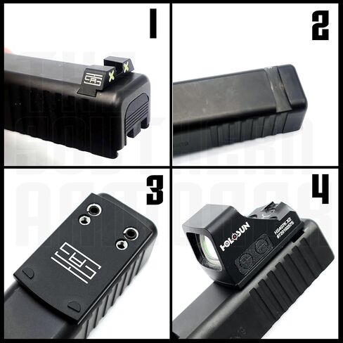 TSA® لوحة تثبيت بصرية ذات نقطة حمراء متوافقة مع الرؤية الخلفية لـ Glock® 17 19 19X Gen1-5 | تناسب بصريات RMSc Footprint Optics - Holosun® 407K/507K، EPS Carry، Shield® RMSc، Romeo Zero - تتضمن براغي وأداة T10 in Kuwait