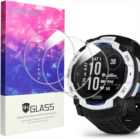 Compatible for Garmin Instinct 3 50 mm AMOLED Screen Protector, [3 Pack] 9H Tempered Glass Screen Protector Film Compatible for Garmin Instinct 3 45mm, 50mm, E, Solar, AMOLED, Tactical Edition (Instinct 3 AMOLED, Solar, 50mm) in Saudi Arabia
