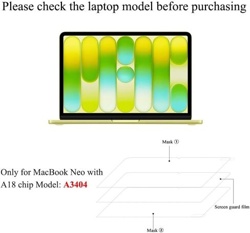 واقي شاشة غير لامع مضاد للوهج لجهاز MacBook Neo 13 بوصة مع شريحة A18 Pro تم إصدارها في عام 2026 (موديل A3404)، ملحقات مضادة للانعكاس ومقاومة للخدش، واقي صلابة 5H غير لامع in Kuwait