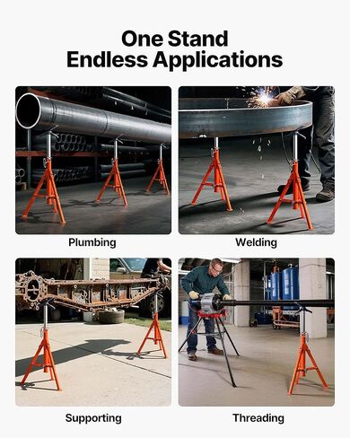 VEVOR Pipe Stand, 2500LBS Heavy Duty Pipe Jack Stands, 27.2"-52" Height Adjustable V Head Pipe Stand, 45# Steel Folding Jack Stand for 1/2-12 inches Pipes in Saudi Arabia