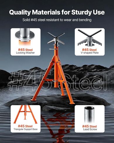 VEVOR Pipe Stand, 2500LBS Heavy Duty Pipe Jack Stands, 27.2"-52" Height Adjustable V Head Pipe Stand, 45# Steel Folding Jack Stand for 1/2-12 inches Pipes in Saudi Arabia