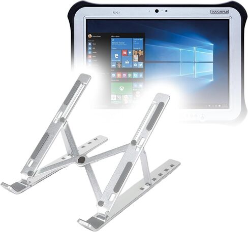 BoxWave Stand and Mount Compatible with Panasonic Toughpad FZ-G1 - Compact QuickSwitch Stand, Portable Multi Angle Viewing Foldable Riser - Metallic Silver in Saudi Arabia