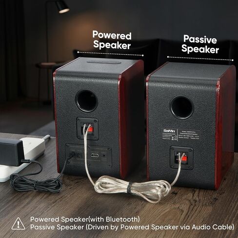 Saiyin Powered Bluetooth Bookshelf Speakers with 3.75" Woofer, 30W*2 Record Player Speakers with TV-ARC/Optical/AUX Input | Turntable Speakers with Subwoofer Line Out for PC,TV, and Home Audio in Saudi Arabia