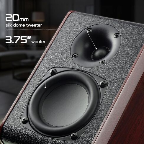 Saiyin Powered Bluetooth Bookshelf Speakers with 3.75" Woofer, 30W*2 Record Player Speakers with TV-ARC/Optical/AUX Input | Turntable Speakers with Subwoofer Line Out for PC,TV, and Home Audio in Saudi Arabia