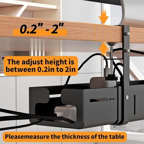 Under Desk Cable Management Tray, Expandable Length 25.2"-38.6",No Drill No Damage to Desk,Cable Tray with Clamp for with Wire Management,for Cord Organizer for Home Office Standing Desk, Black in Saudi Arabia