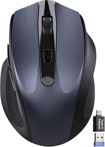 Wireless Mouse for Laptop, 2.4GHz Computer Mouse with USB-A Port &USB-C Adapter, Cordless Office Mice with 6 Buttons & 3 Level DPI for Small to Medium Hands, Work with PC, Desktop, Tablet - M21 in Saudi Arabia