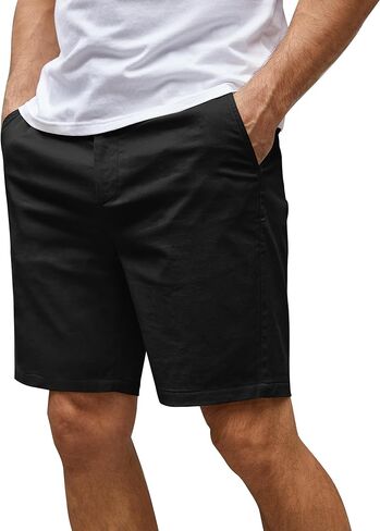 Men's Cotton Stretch Chino Shorts Elastic Waist Drawstring Casual Lightweight Summer Beach Short in Saudi Arabia