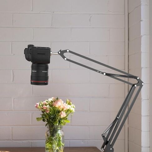 SHOWERORO Metal Webcam Holder with 1/4" Screw Desktop Scissor Arm Stand for Streaming and Video Calls, Black Adjustable Clamp Mount for PC Webcams and Live Broadcasting in Saudi Arabia