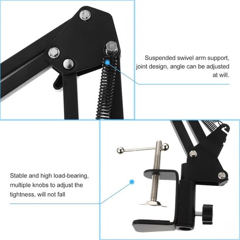 Cabilock Metal Webcam Clamp Stand with Adjustable Scissor Arm, Desktop Camera Holder with 1/4 Inch Screw, Black Suspension Boom Mount for Live Streaming and Video Recording in Saudi Arabia