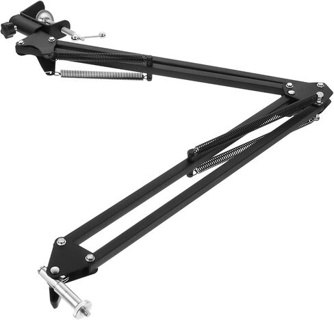 Metal Webcam Clamp Stand with 1/4 Inch Screw Adjustable Desktop Scissor Arm Holder for Computer Live Streaming and Video Recording, Black Suspension Boom Camera Mount for Home in Saudi Arabia