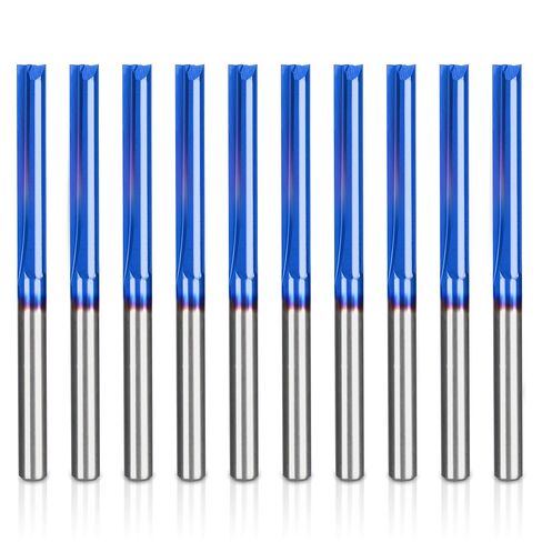 HQMaster CNC Router Bits 1/8 Router Bit Straight Router Bit 1 8 عرقوب مستقيم الناي نهاية مطحنة القاطع 2-الفلوت طحن قطع التنغستن الصلب 22mm CEL / 45mm OAL لMDF PVC الاكريليك اللوح الخشب 10 حزمة in Saudi Arabia