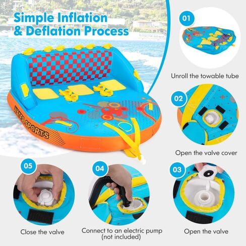 2 Person Inflatable Towable Tube Water Sport for Boating, Water Sport Towable Float with Dual Handles and Quick Inflation Valve, Heavy-Duty PVC Raft for Lake River Beach Fun in Saudi Arabia