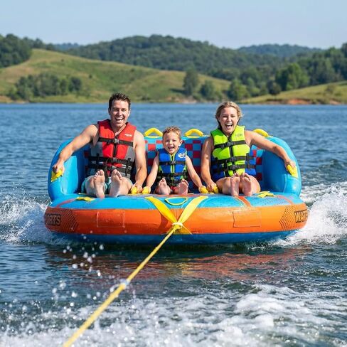 3 Person Inflatable Towable Tube for Boating, Water Sport Towable Float with Dual Handles and Comfortable Backrests, Heavy-Duty PVC Construction for Lake River Ocean Use in Saudi Arabia