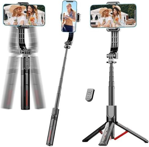مثبت الهاتف Gimbal للهاتف وعصا السيلفي والحامل ثلاثي القوائم مع جهاز التحكم عن بعد | مفتاح أفقي/رأسي بلمسة واحدة ودوران 360 درجة | تصميم محمول in Kuwait