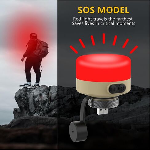فانوس تخييم LED - قابل لإعادة الشحن عبر USB (بدون بطاريات)، مقاوم للماء IP65، 420LM، 5 خافت و4 ألوان - للتخييم/التنزه سيرًا على الأقدام/الطوارئ in Kuwait