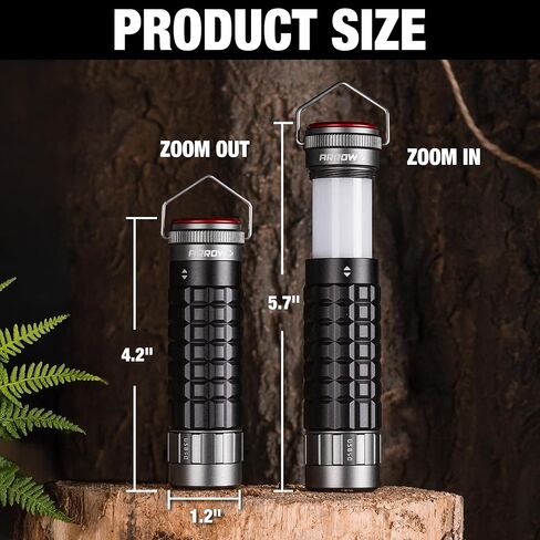 Arrow 2-in-1 Portable Camping Lantern and Flashlight with 3 Modes, USB-C Rechargeable LED Lantern with Battery Indicator and Iron Hook, Lanterns for Power Outages, Camping, Hiking, Emergency in Saudi Arabia