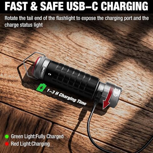 Arrow 2-in-1 Portable Camping Lantern and Flashlight with 3 Modes, USB-C Rechargeable LED Lantern with Battery Indicator and Iron Hook, Lanterns for Power Outages, Camping, Hiking, Emergency in Saudi Arabia