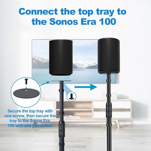 Speaker Stands for Sonos Era 100 or Era 100 SL,Adjustable Height from 33" to 47",Easy DIY Assembly,HD-628,2 Packs,Black in Saudi Arabia
