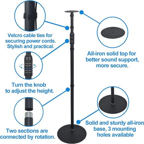 Speaker Stands for Sonos Era 100 or Era 100 SL,Adjustable Height from 33" to 47",Easy DIY Assembly,HD-628,2 Packs,Black in Saudi Arabia