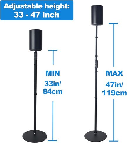 Speaker Stands for Sonos Era 100 or Era 100 SL,Adjustable Height from 33" to 47",Easy DIY Assembly,HD-628,2 Packs,Black in Saudi Arabia
