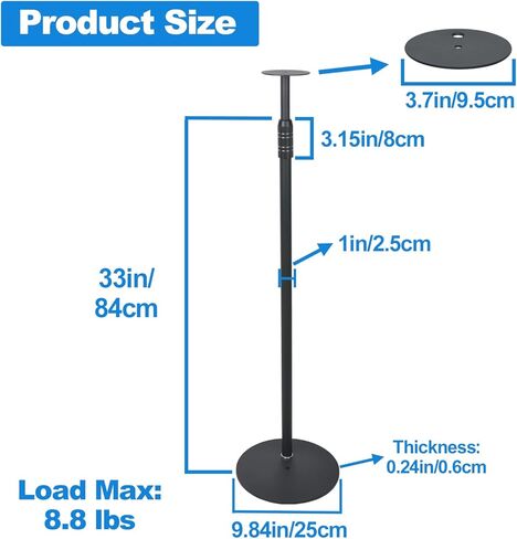 Speaker Stands for Sonos Era 100 or Era 100 SL,Adjustable Height from 33" to 47",Easy DIY Assembly,HD-628,2 Packs,Black in Saudi Arabia