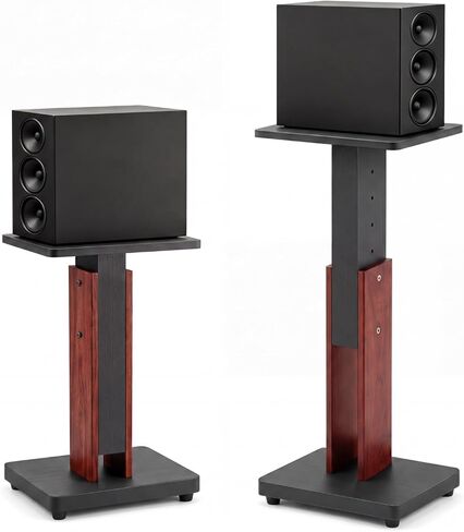 Konohan 2 Pcs Height Adjustable Speaker Stands 18 to 28 Inches Heavy Duty 50 Lbs Wood Vinyl Record Player Stands Pair for Studio Housewarming Home Decoration in Saudi Arabia