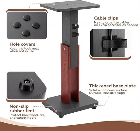 Konohan 2 Pcs Height Adjustable Speaker Stands 18 to 28 Inches Heavy Duty 50 Lbs Wood Vinyl Record Player Stands Pair for Studio Housewarming Home Decoration in Saudi Arabia
