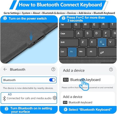 للوحة المفاتيح Microsoft Surface Pro 11/10/9/8/X، لوحة مفاتيح مغناطيسية لاسلكية بلوتوث مع لوحة لمس مقاومة لراحة اليد، بطارية قابلة لإعادة الشحن، إضاءة خلفية 7 ألوان، حامل قلم لجهاز Surface Pro 13 بوصة in Kuwait
