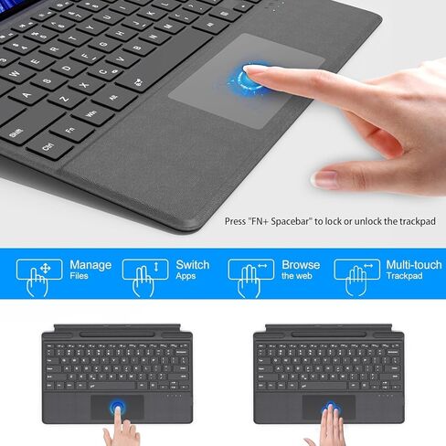 للوحة المفاتيح Microsoft Surface Pro 11/10/9/8/X، لوحة مفاتيح مغناطيسية لاسلكية بلوتوث مع لوحة لمس مقاومة لراحة اليد، بطارية قابلة لإعادة الشحن، إضاءة خلفية 7 ألوان، حامل قلم لجهاز Surface Pro 13 بوصة in Kuwait
