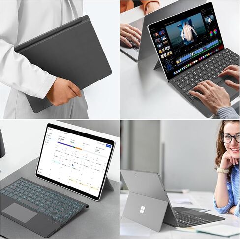 للوحة المفاتيح Microsoft Surface Pro 11/10/9/8/X، لوحة مفاتيح مغناطيسية لاسلكية بلوتوث مع لوحة لمس مقاومة لراحة اليد، بطارية قابلة لإعادة الشحن، إضاءة خلفية 7 ألوان، حامل قلم لجهاز Surface Pro 13 بوصة in Kuwait
