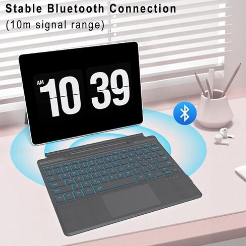 للوحة المفاتيح Microsoft Surface Pro 11/10/9/8/X، لوحة مفاتيح مغناطيسية لاسلكية بلوتوث مع لوحة لمس مقاومة لراحة اليد، بطارية قابلة لإعادة الشحن، إضاءة خلفية 7 ألوان، حامل قلم لجهاز Surface Pro 13 بوصة in Kuwait
