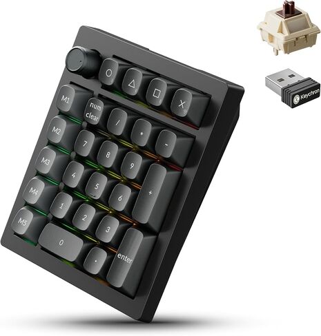 معدل الاقتراع Keychron V0 Ultra 8K لاسلكي (2.4 جيجا هرتز وبلوتوث) لوحة أرقام مخصصة ZMK مع مفاتيح موزة قابلة للتبديل السريع بطارية 360 ساعة OSA PBT Keycaps RGB Backllit لنظام التشغيل Mac Windows Linux in Saudi Arabia