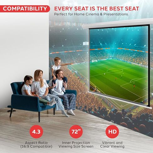 Pyle 72" Portable Motorized Matte White Projector Screen - Automatic Projection Display with Wall/Ceiling Mount, Remote and Case - for Home Movie Theater, Slide/Video Showing - PRJELMT76 in Saudi Arabia