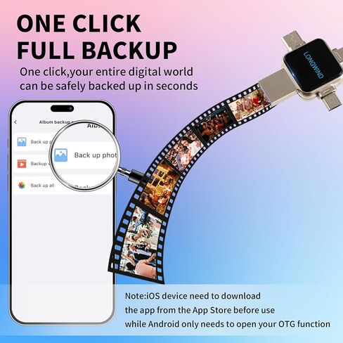 محرك أقراص فلاش Photo Stick، LONGWIND 512GB USB 3.0 محرك إبهام عالي السرعة، عصا ذاكرة USB محمولة خارجية سهلة النسخ الاحتياطي لتخزين الصور للهاتف/Android/PC/الكمبيوتر المحمول/الكمبيوتر اللوحي (فضي) in Saudi Arabia