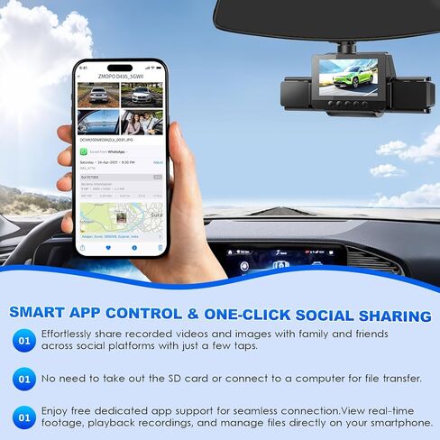 4 Channel Dash Cam 360 View for All-Round Protection, 4-Way Front Rear Inside Recording, Built-in 5G WiFi & GPS, APP Control, 8 IR Night Vision, 24H Parking Monitor, G-Sensor, Free TF Card in Saudi Arabia