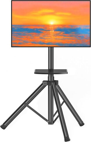 Portable TV Tripod Stand for 22-50 Inch Screens, Height Adjustable Floor TV Stand with Tilt and 360° Rotation for Landscape & Portrait Mode, Foldable Outdoor TV Mount for Bedroom, Trade Show, Corner in Saudi Arabia