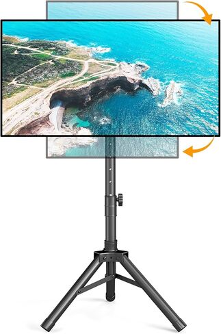 Tripod TV Stand for 23-75 inch Flat Screen/Curved TVs up to 100 lbs | Outdoor TV Stand with ±15° Tilt, Height Adjustable Portable TV Stands with Safety Design, Max VESA 600x400m, Black in Kuwait
