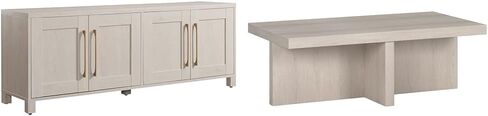Henn&Hart 80" TV Stand & 44" Coffee Table in Alder White for Living Room in Saudi Arabia