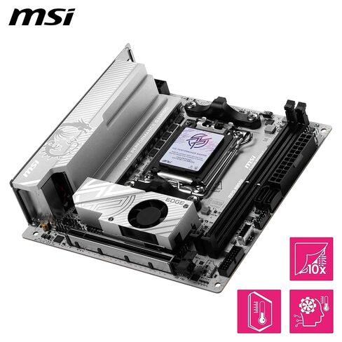 MSI MPG B850I Edge TI WiFi Motherboard, Mini-ITX, ATX - Supports AMD Ryzen 9000/8000/7000 Processors, AM5-90A SPS VRM, DDR5 Memory Boost (8200+MT/s OC), PCIe 5.0 x16, M.2 Gen5, Wi-Fi 7, 5G LAN in Saudi Arabia