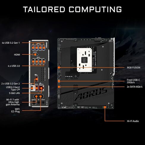 GIGABYTE B850 AORUS Stealth Reverse-Connect ATX Motherboard, Support AMD Socket AM5 Processors, DDR5, 14+2+2 Power Phase, 4X M.2, PCIe 5.0, USB-C, WIFI7, 5GbE LAN, EZ-Latch, 5-Year Warranty in Saudi Arabia