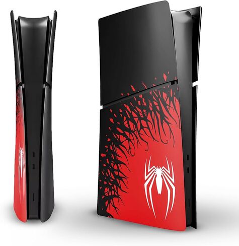 Faceplate for PS5 Side Shell Plates PlayStation 5 Disc Edition Console Replacement Accessory Case Cover Black Plate Anti-Scratch Dust Cover Skin Protector (Slim Digital Spider) in Saudi Arabia