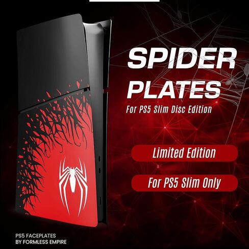 Faceplate for PS5 Side Shell Plates PlayStation 5 Disc Edition Console Replacement Accessory Case Cover Black Plate Anti-Scratch Dust Cover Skin Protector (Slim Digital Spider) in Saudi Arabia