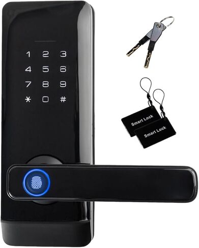 Stilaris Fingerprint Door Lock with Keypad Handle – Keyless Entry Door Knob Replacement, 4-in-1 Biometric Smart Lock for Bedroom, Home Office & AirBnB, Digital Passcode, Key Card & Backup Key Access in Saudi Arabia