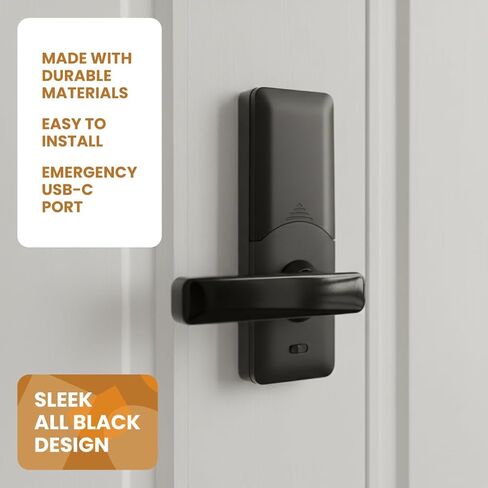 Stilaris Fingerprint Door Lock with Keypad Handle – Keyless Entry Door Knob Replacement, 4-in-1 Biometric Smart Lock for Bedroom, Home Office & AirBnB, Digital Passcode, Key Card & Backup Key Access in Saudi Arabia